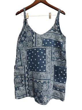 Pull & Bear Bandana Print Denim Romper  Size M